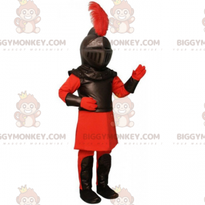 Kostým rytíře v červenočerné zbroji BIGGYMONKEY™ maskota –