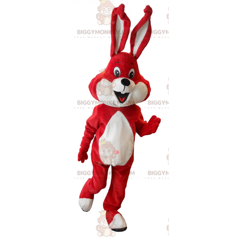 Costume da mascotte BIGGYMONKEY™ coniglio bianco e rosso - Costume da mascotte BIGGYMONKEY™ coniglio bianco e rosso -