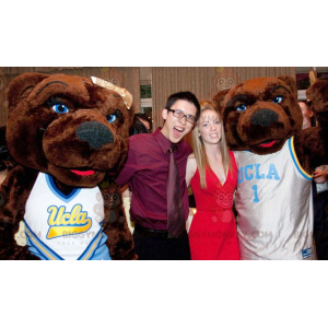 2 BIGGYMONKEY™s brown bear mascot in sportswear –