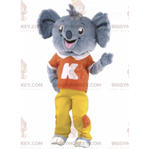 Disfraz de mascota BIGGYMONKEY™ Koala gris con traje rojo y