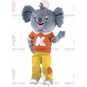 Kostium maskotki BIGGYMONKEY™ Szara koala w czerwono-żółtym