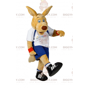 BIGGYMONKEY™ Mascot Costume Beige Dog In Soccer Outfit -