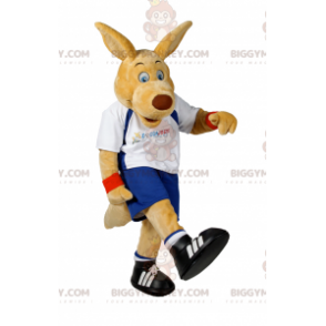 BIGGYMONKEY™ Mascot Costume Beige Dog In Soccer Outfit -