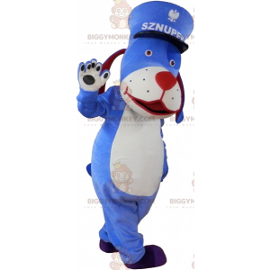 Traje de mascote Blue Dog BIGGYMONKEY™ com boné –