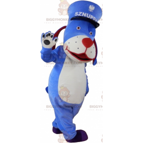 Traje de mascote Blue Dog BIGGYMONKEY™ com boné –