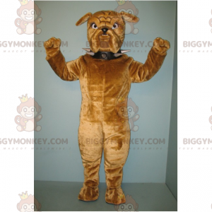 Brun hund BIGGYMONKEY™ maskotdräkt med spikhalsband -