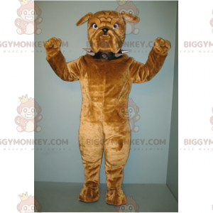 Brun hund BIGGYMONKEY™ maskotkostume med piggehalsbånd -