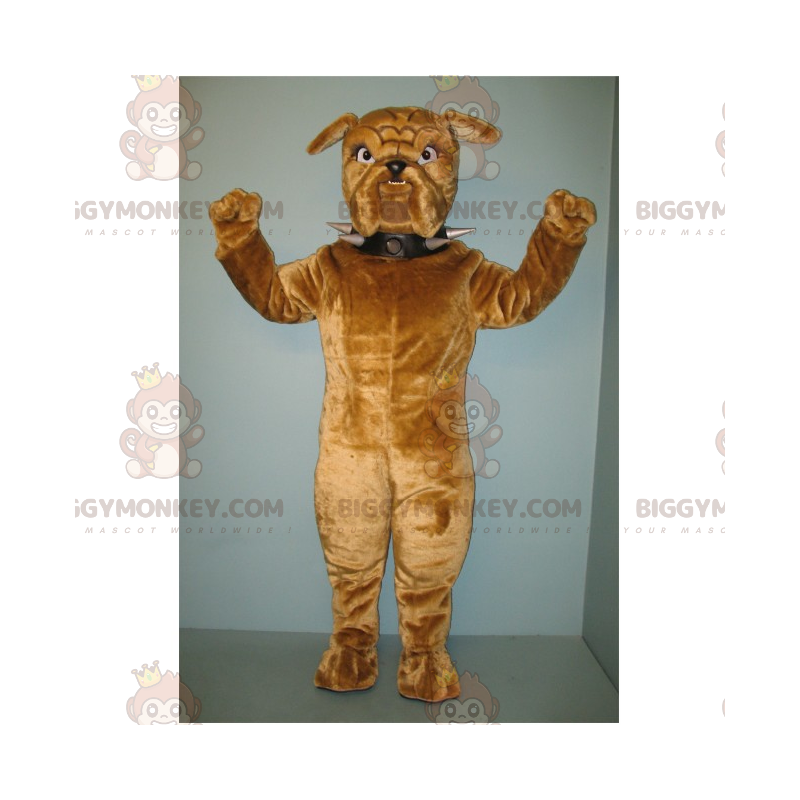 Brun hund BIGGYMONKEY™ maskotkostume med piggehalsbånd -