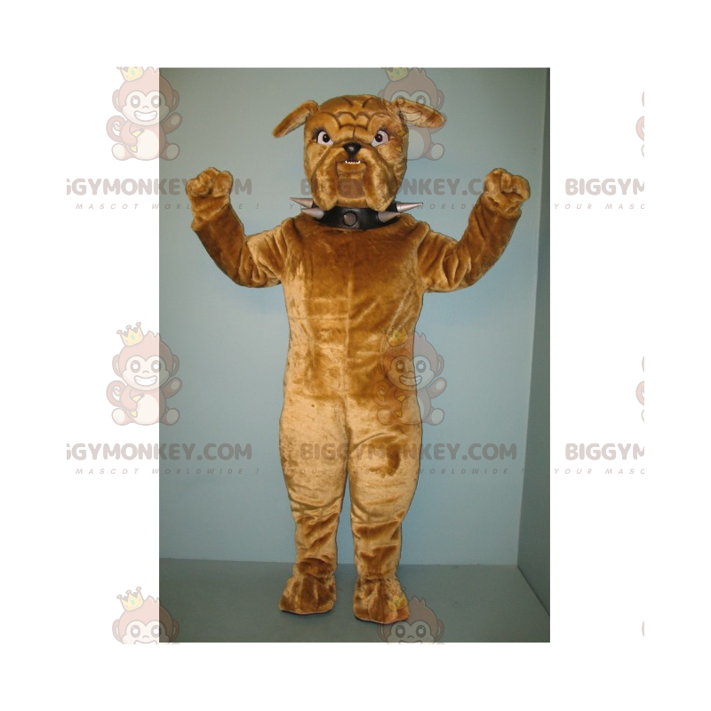 Costume de mascotte BIGGYMONKEY™ de chien brun avec collier a Costume de mascotte BIGGYMONKEY™ de chien brun avec collier a