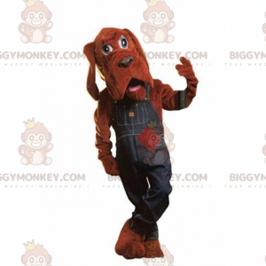 St Hubert's Dog BIGGYMONKEY™ Mascot Costume with Denim Overalls