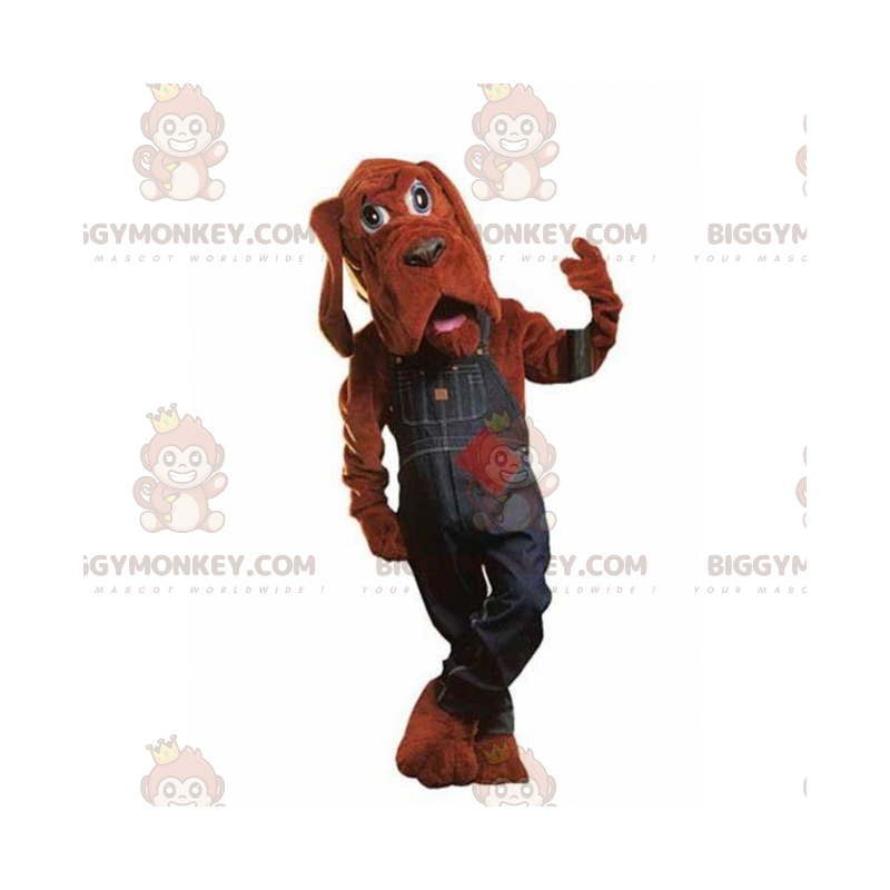 St Hubert's Dog BIGGYMONKEY™ Mascot Costume with Denim Overalls