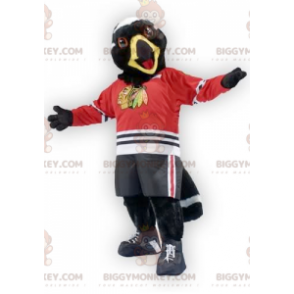 Traje de mascote preto e branco da águia BIGGYMONKEY™ em roupas