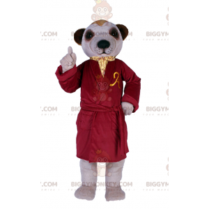 BIGGYMONKEY™ Dog Mascot Costume In Red Deluxe Bathrobe -