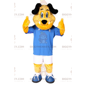 Traje de mascote de cachorro BIGGYMONKEY™ com roupa de futebol