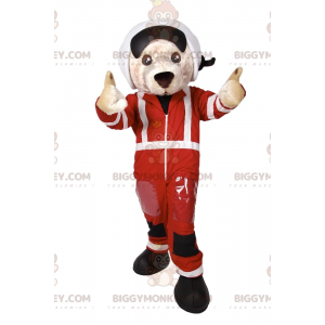 BIGGYMONKEY™ Dog Mascot Costume In Race Car Outfit -