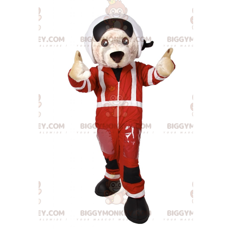 BIGGYMONKEY™ Dog Mascot Costume In Race Car Outfit –