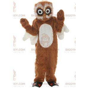 Tutto il costume mascotte BIGGYMONKEY™ da gufo bianco e marrone