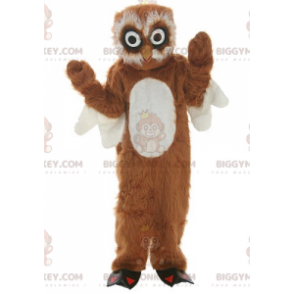 Celý kostým maskota chlupaté hnědé a bílé sovy BIGGYMONKEY™ - Pták maskot - BIGGYMONKEY_01879 - BiggyMonkey.com