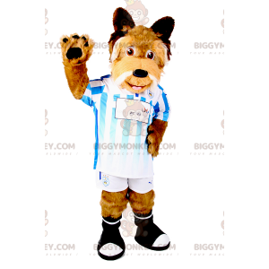 Kostým maskota psa BIGGYMONKEY™ ve fotbalovém oblečení –
