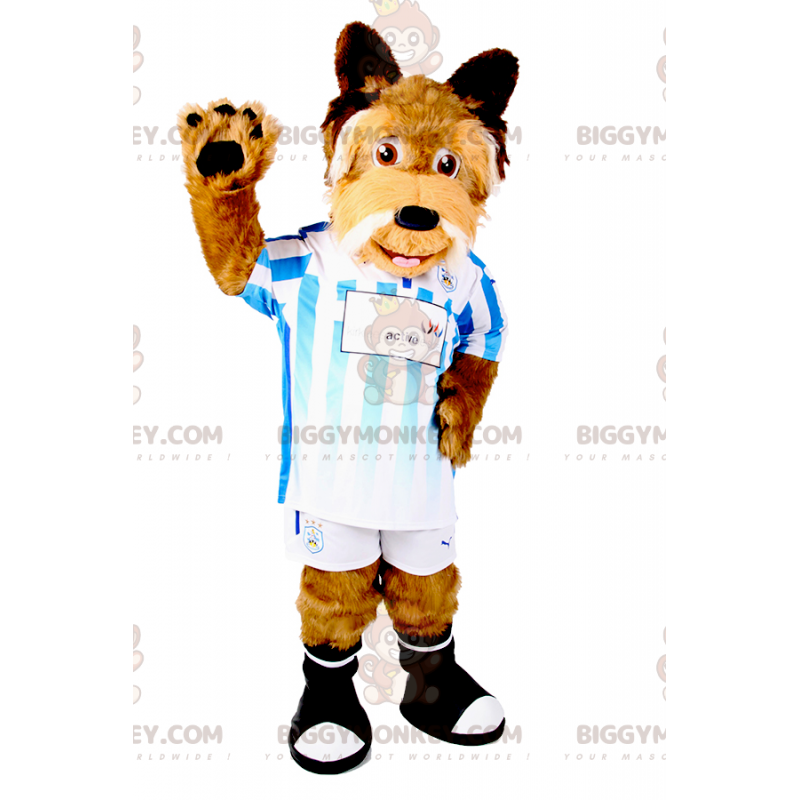 Disfraz de mascota de perro BIGGYMONKEY™ con atuendo de fútbol Disfraz de mascota de perro BIGGYMONKEY™ con atuendo de fútbol