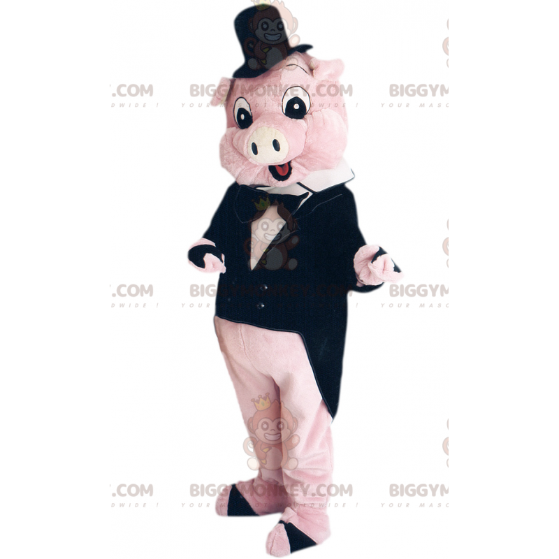 Fantasia de mascote Pink Pig BIGGYMONKEY™ com gravata – Fantasia de mascote Pink Pig BIGGYMONKEY™ com gravata –