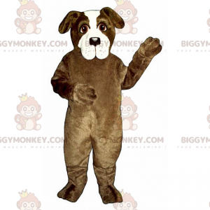 Traje de mascote BIGGYMONKEY™ de cachorro marrom e branco –