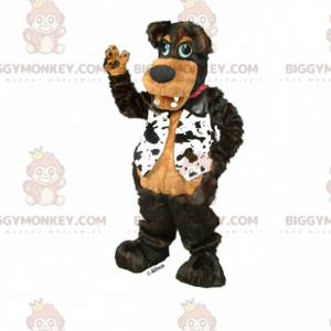 Zwarte hond BIGGYMONKEY™ mascottekostuum met zwart-wit jasje -