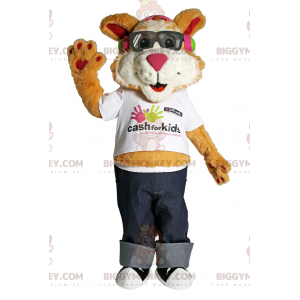Costume de mascotte BIGGYMONKEY™ de chiot avec des lunettes de