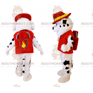 BIGGYMONKEY™ Maskotdräkt Dalmatinervalp i brandmansdräkt -
