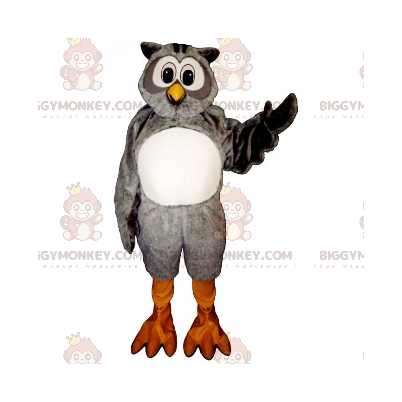 Grijze en witte uil BIGGYMONKEY™ mascottekostuum - Grijze en witte uil BIGGYMONKEY™ mascottekostuum -