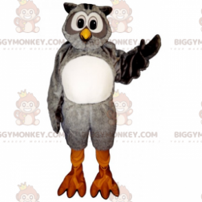 Harmaa-valkoinen pöllö BIGGYMONKEY™ maskottiasu - Lintu maskotti - BIGGYMONKEY_015453 - BiggyMonkey.com
