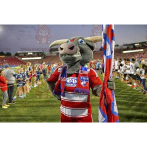 BIGGYMONKEY™ Mascot Costume Gray Buffalo Cow In Sportswear - Cow Mascots - BIGGYMONKEY_01883 - BiggyMonkey.com