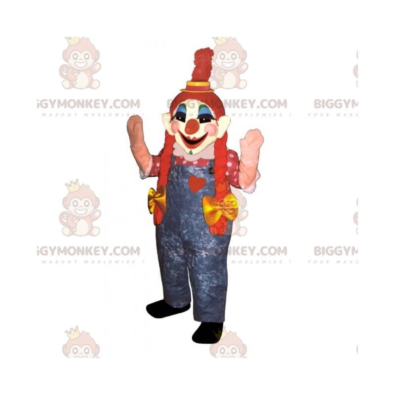 Clown BIGGYMONKEY™ Mascot Costume with Pigtails -