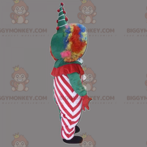 Clown BIGGYMONKEY™ Maskottchenkostüm mit Regenbogenhaar -