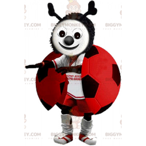 Στολή μασκότ Ladybug BIGGYMONKEY™ σε ποδοσφαιρική στολή -