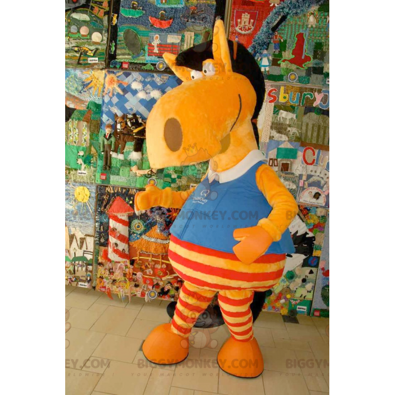 Fantasia de mascote BIGGYMONKEY™ engraçada e colorida de cavalo Fantasia de mascote BIGGYMONKEY™ engraçada e colorida de cavalo