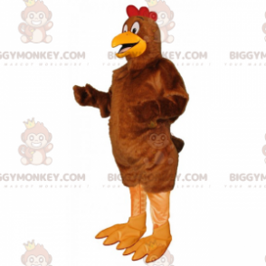 Brun hane med rød våbenskjold BIGGYMONKEY™ maskotkostume - Hens maskot - haner - høns - BIGGYMONKEY_015500 - BiggyMonkey.com