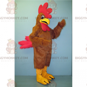 Καφέ κόκορας με στολή μασκότ BIGGYMONKEY™ Big Red Crest - Μασκότ Κοτόπουλα - Πετεινές - Κοτόπουλα - BiggyMonkey.com