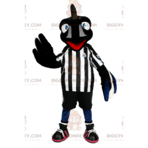 Traje de mascote BIGGYMONKEY™ Raven com roupa de futebol –