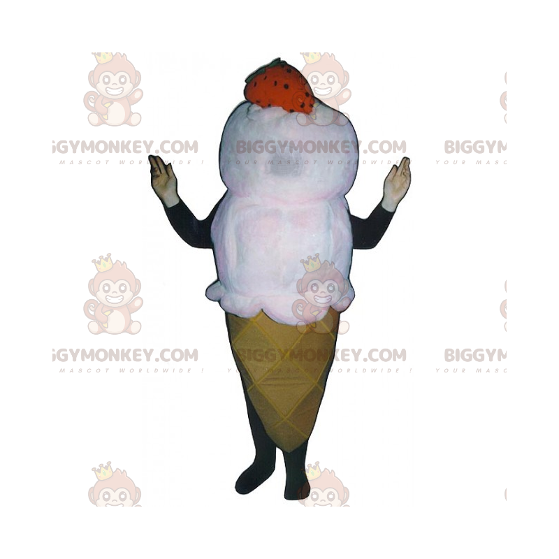 Erdbeer-Vanille-Eistüte BIGGYMONKEY™ Maskottchen-Kostüm -
