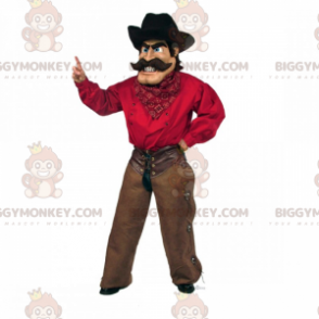 Στολή μασκότ Cowboy BIGGYMONKEY™ με κόκκινο πουκάμισο - Ανθρώπινες Μασκότ - BIGGYMONKEY_015519 - BiggyMonkey.com