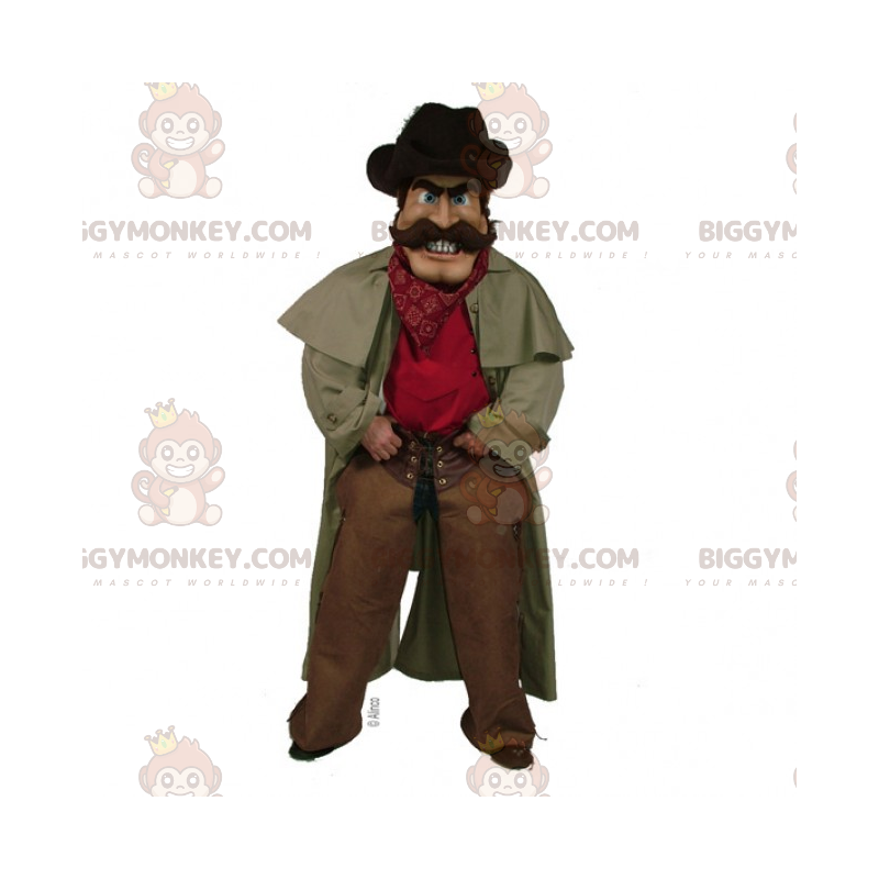 Cowboy BIGGYMONKEY™ Mascot Costume with Long Coat -