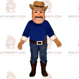 Blaues Hemd Cowboy BIGGYMONKEY™ Maskottchen-Kostüm -