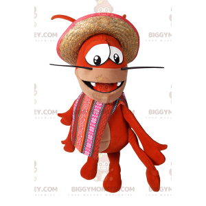 Crab BIGGYMONKEY™ Mascot Costume with Poncho and Hat -