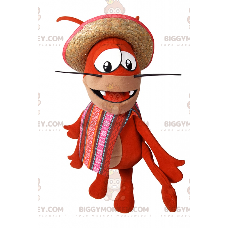 Crab BIGGYMONKEY™ maskottiasu poncholla ja hatulla - Kalojen maskotit - BIGGYMONKEY_015525 - BiggyMonkey.com