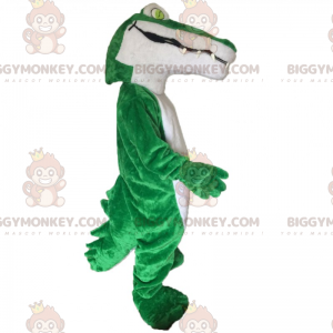 Traje de mascote de crocodilo BIGGYMONKEY™ com olhos verdes –