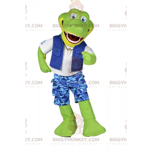 Crocodile BIGGYMONKEY™ Mascot Costume In Fisherman Outfit -