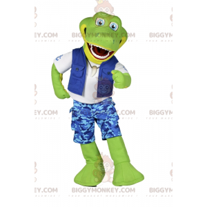 Krokodil BIGGYMONKEY™ Maskotdräkt i Fisherman Outfit - Krokodilmaskot - BIGGYMONKEY_015544 - BiggyMonkey.com