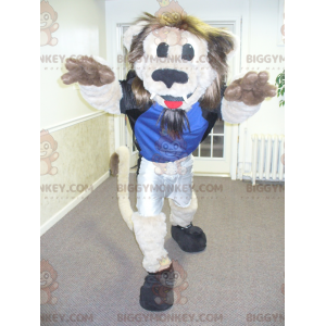 BIGGYMONKEY™ Costume da mascotte di un leone beige e marrone