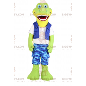Disfraz de mascota Cocodrilo BIGGYMONKEY™ con traje de pescador